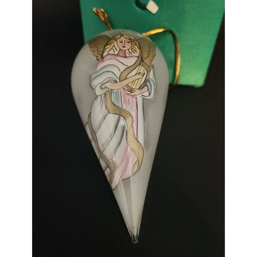 Vtg‎ 1998 Pier 1 Li Bien Angel Blown Glass Teardrop Christmas Ornament Boxed